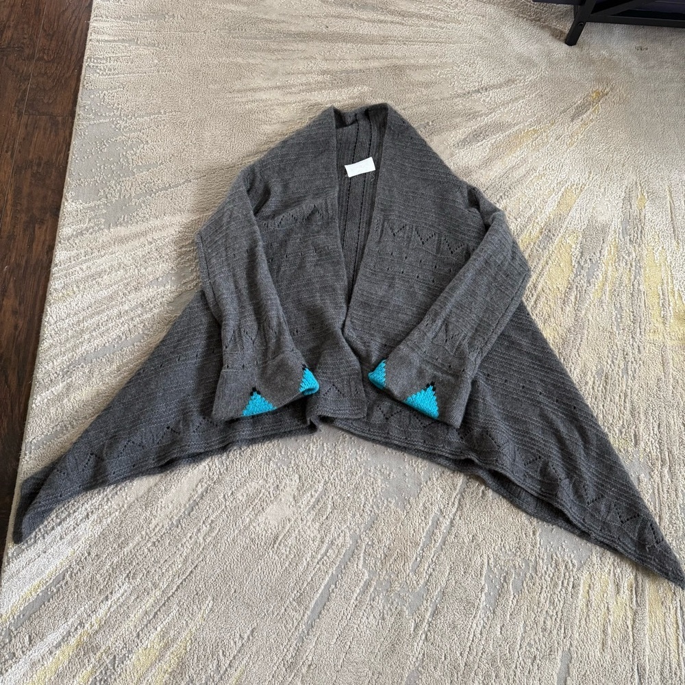 Zadig & Voltaire cashmere knit cardigan sweater gray blue open front medium